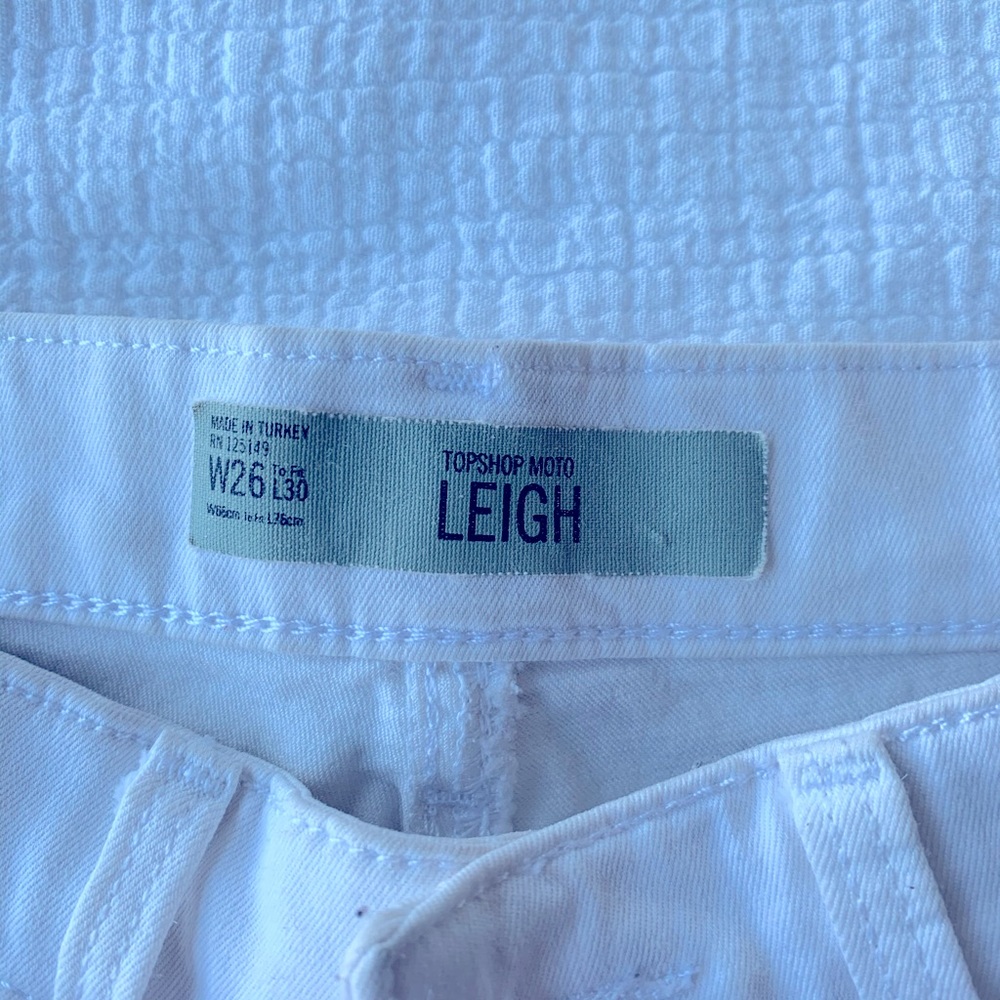TOPSHOP MOTO LEIGH White Ripped Jeans